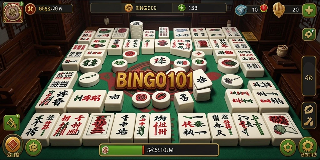 Tampilan gameplay menarik dari BINGO101 yang menunjukkan keseruan Mahjong.