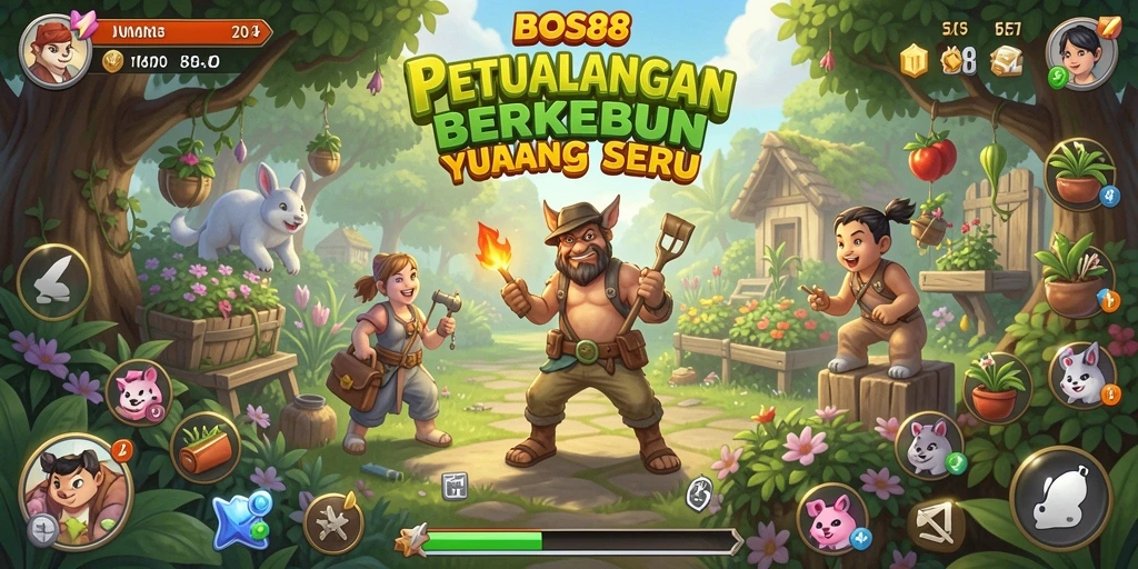 Tampilan gameplay <strong>BOS88</strong> yang menarik dengan berbagai tanaman hijau.