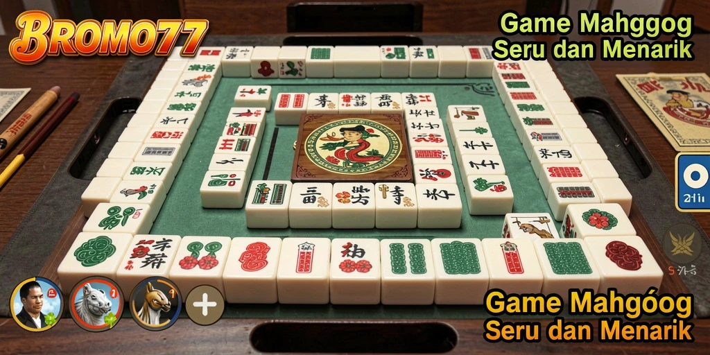 Gameplay Mahjong seru dalam BROMO77 dengan tampilan menawan.