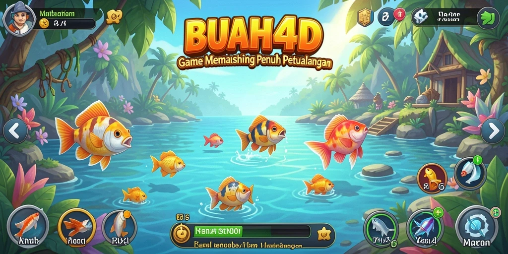 Tampilan gameplay BUAH4D yang menarik saat memancing ikan.