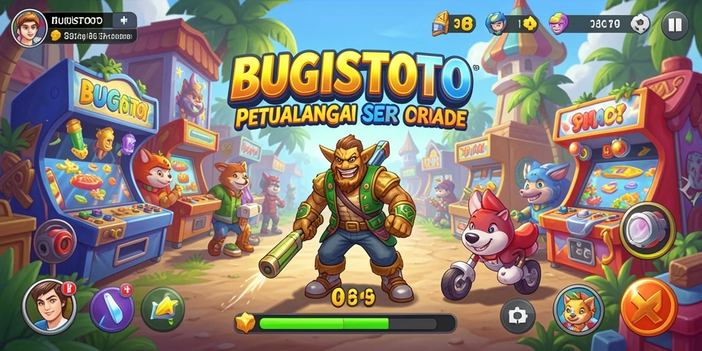 Screenshot utama BUGISTOTO menampilkan gameplay Arcade yang seru dan penuh aksi.