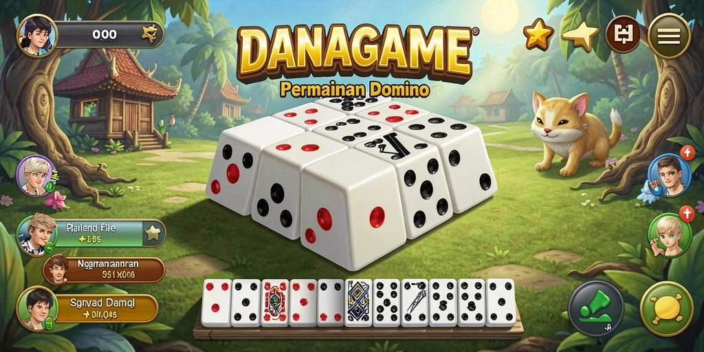 Screenshot gameplay DANAGAME menunjukkan pertempuran domino yang seru.