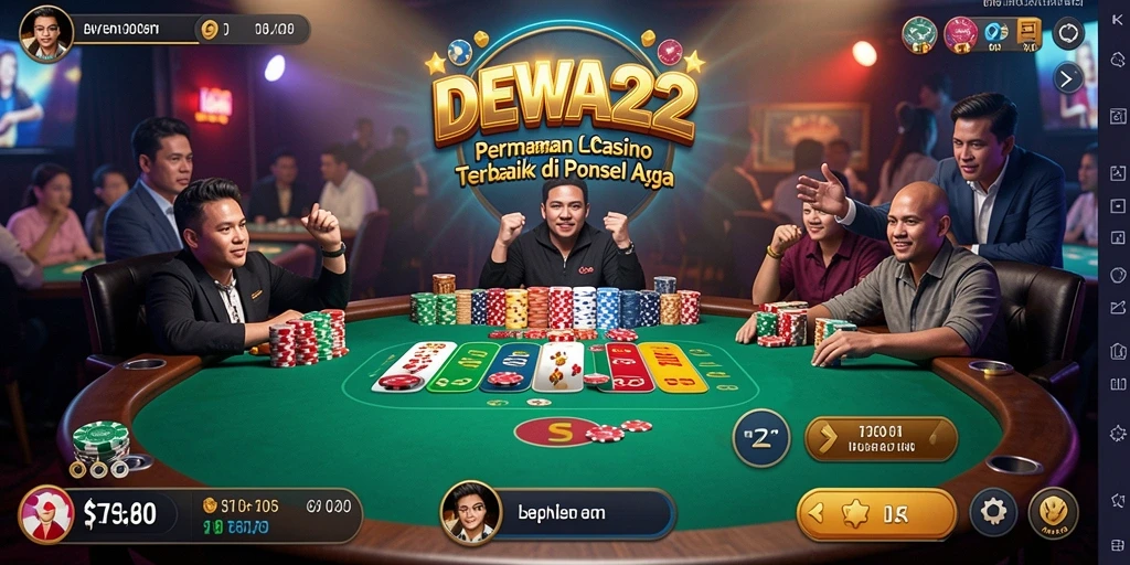 Tampilan gameplay DEWA22 menunjukkan dealer langsung dan suasana kasino yang hidup.