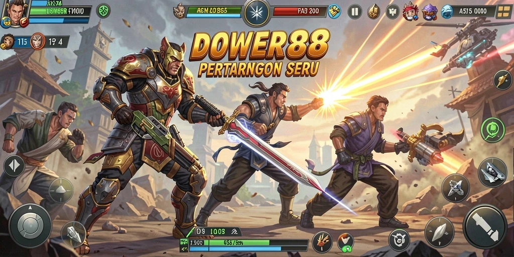 Screenshot DOWER88 menampilkan aksi pertarungan seru dengan karakter yang beragam.
