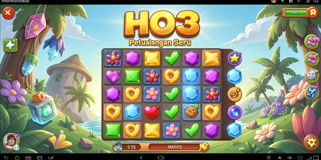 Tampilan gameplay yang seru dalam permainan Match-3 HO3.