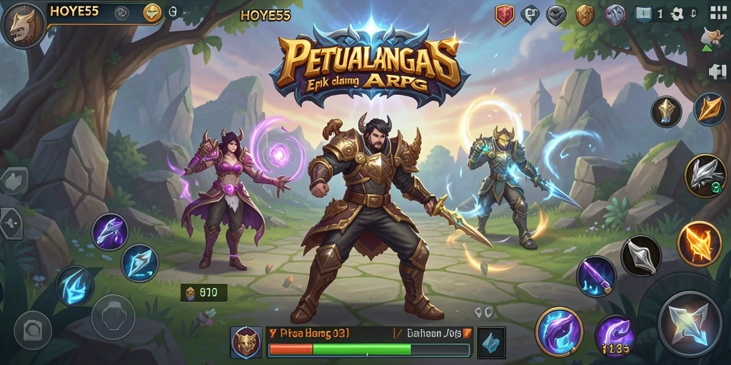 Tampilkan gameplay mendebarkan dari HOYE55 dengan berbagai karakter.