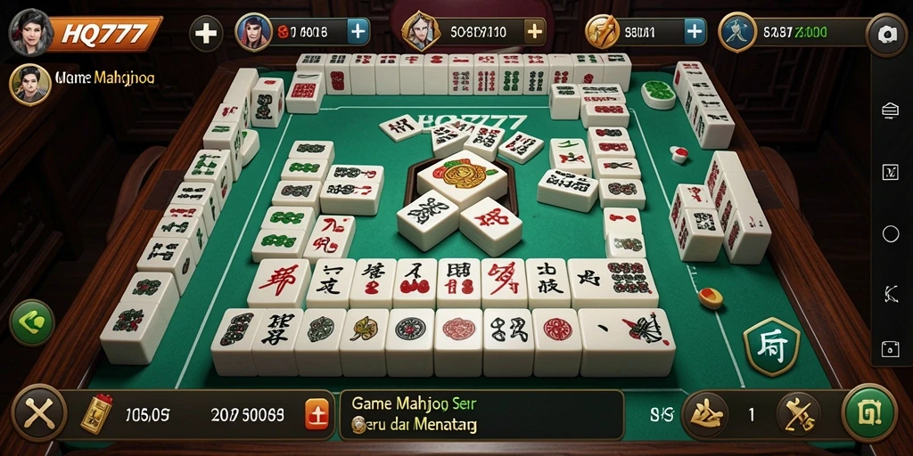 Tangkapan layar gameplay HQ777 menampilkan aksi seru permainan Mahjong.