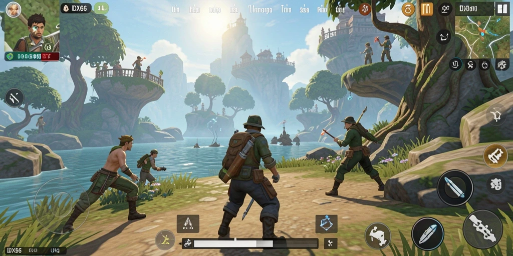 Gameplay seru IDX66 dalam dunia yang luas dan dinamis.