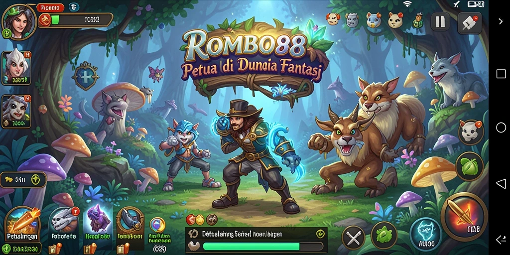 Screenshot utama menunjukkan serunya gameplay di dunia petualangan KOMBO88.