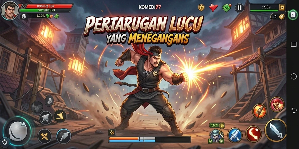 Tampilkan aksi seru dan karakter lucu dalam KOMEDI77.