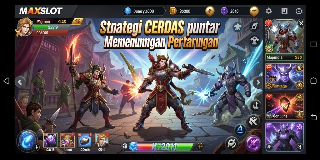Tangkapan layar gameplay <strong>MAXSLOT</strong> yang menampilkan strategi pertarungan yang menantang.