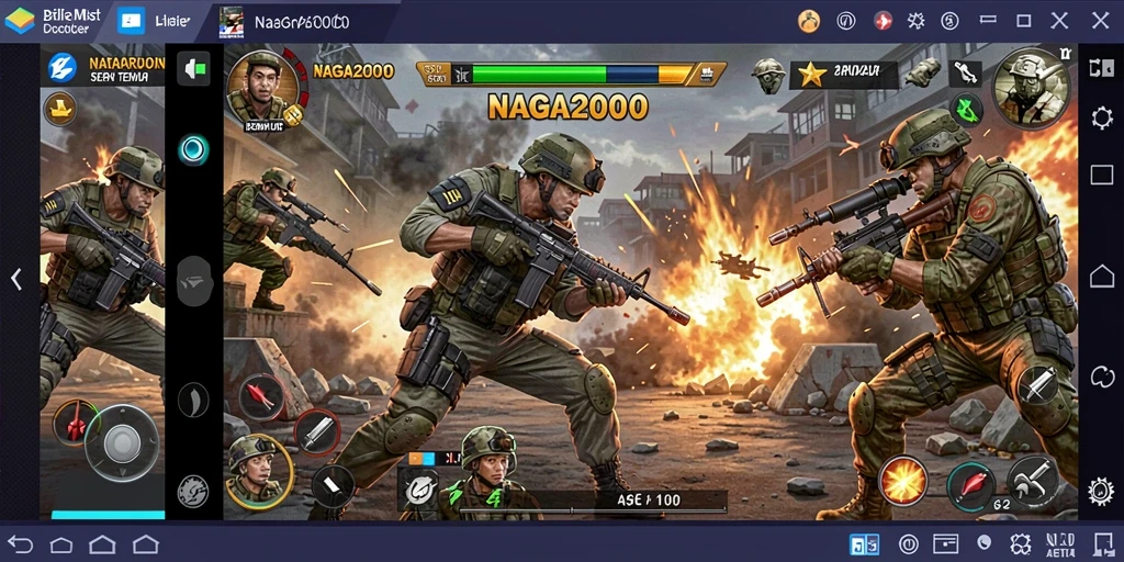 Tangkapan layar NAGA2000 menampilkan aksi pertarungan yang intens.