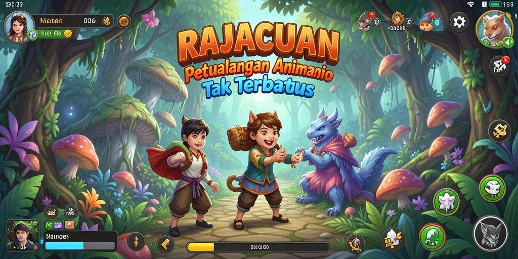 Tangkapan layar gameplay RAJACUAN dengan karakter Anime yang beraksi.