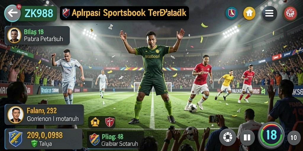 Screenshot ZK988 menampilkan momen taruhan yang seru dalam Sportsbook.
